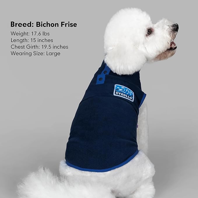 cyeollo Fleece Dog Sweater, Turtleneck Dog Sweatshirt Stretchy Pullover Fleece Vest Warm Winter Fall Clothes for Small Dogs Boy Pet Apparel, Navy Blue M