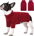 SUNFURA Dog Sweater, Christmas Sweaters for Large Dogs, Solid Color Dog Pullover for Fall Winter, Warm Sweatshirt Knit Turtleneck for Corgi, French Bulldog, Red L