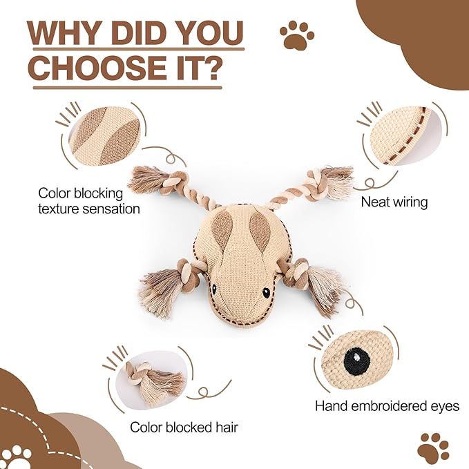 Tough Durable Squeaky Dog Toys for chewers Interactive to Keep Them Busy, Funny Tug of War Dogs Toy for Small Medium Large Cute Birthday Gift (Frog)