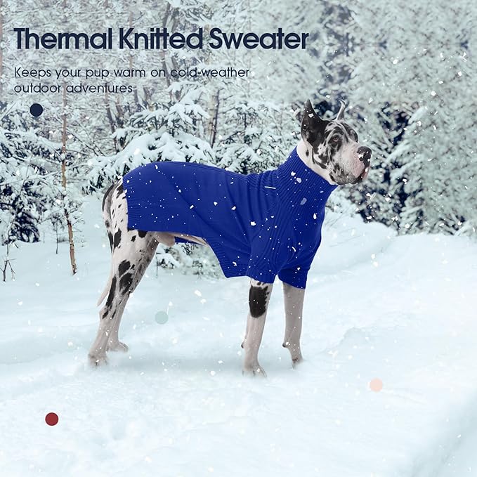 IECOii XXXL Dog Sweater,Warm Dog Sweaters for Extra Large Dogs Girl Boy,Stretchy & Cozy,Turtleneck Knitted Pullover for Pet Wear On Holiday,Easy On Doggy Sweatshirt for Labrador (Royal Blue,XXXL)