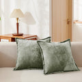 Luxurious Velvet Throw Pillow Covers 20x20 Set of 2 Decorative Pillow Covers Solid Square Cushion Case for Sofa Couch Bedroom Farmhouse, Army Green