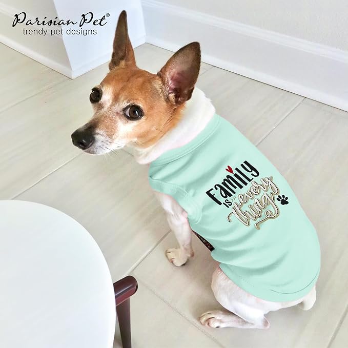 Parisian Pet Unisex Dog Tshirt - Embroidered “ Family is Everything “ Dogs Apparel - Breathable and Lightweight Doggy Clothes - Sleeveless Dog Tee Shirts - Machine Washable Shirt for Large Dogs - 2XL