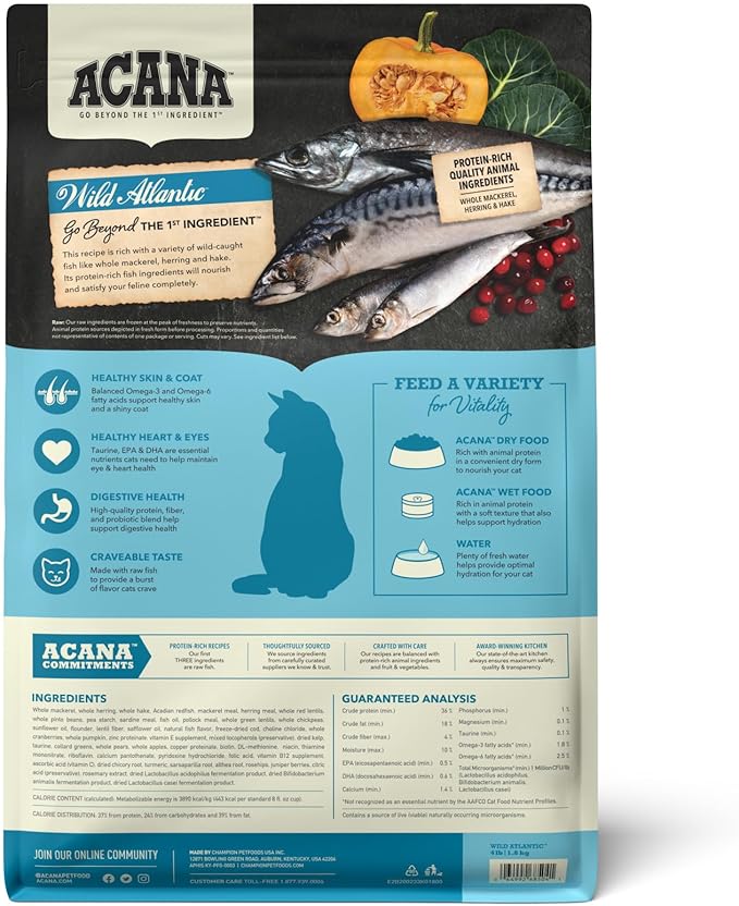 ACANA Grain-free Dry Cat Food Wild Atlantic Saltwater Fish with Freeze-Dried Liver 4lb Bag