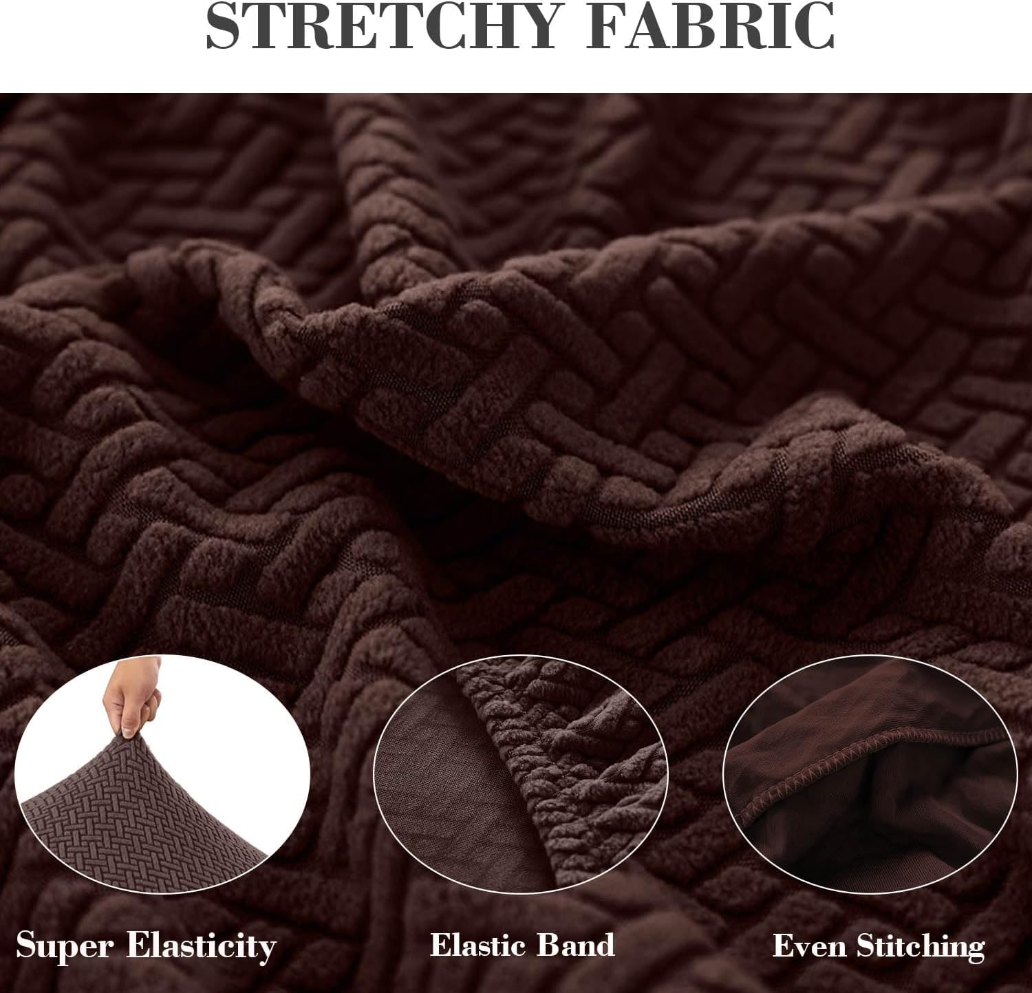 2Pcs Couch Arm Covers, Armrest Cover for Sofa, Sofa Arms Covers Washable Arms with Twist Pins Soft,Skin-Friendly for Pets (Texture Brown, Armrest Cover)