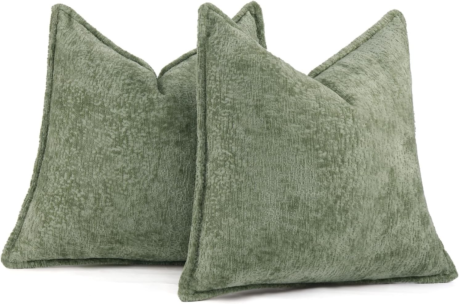 Pack of 2 Sage Green Christmas Decorative Throw Pillow Covers 20x20 Cozy Soft Chenille Accent Vintage Square Couch Pillow Covers for Home Decor Bed Sofa Living Room