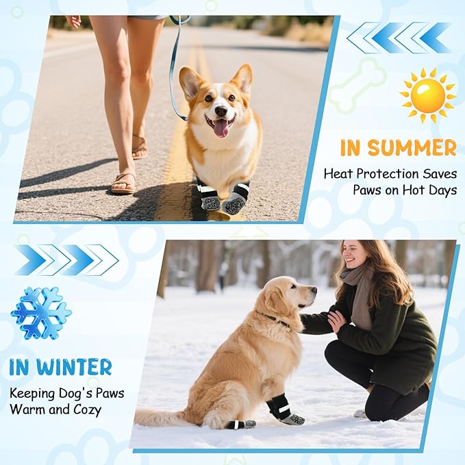 HeavenEye Dog Socks for Hardwood Floors, Anti Slip Dog Paw Protectors Shoes, Maximum Grip Prevent Licking Paws Slipping Hot Cold Pavement Boots for Small Medium Large Senior Dogs(Black Leopard, XS)