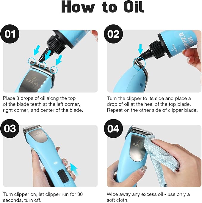 Professional Dog Clipper Oil for Grooming Blades, 2 Pack (2 x 120ml) Pet Lubricating Oil with Cleaning Brush Rust Protection