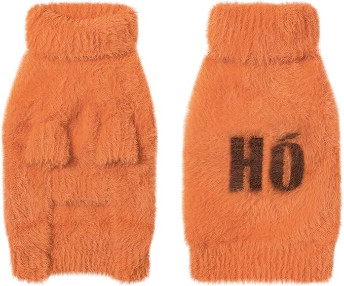 Small Dog Furry Pullover Sweater, Classic Turtleneck Dog Clothes for Cold Weather Cute Warm Pet Clothes for Chihuahua, Bulldog, Dachshund, Pug Orange Large