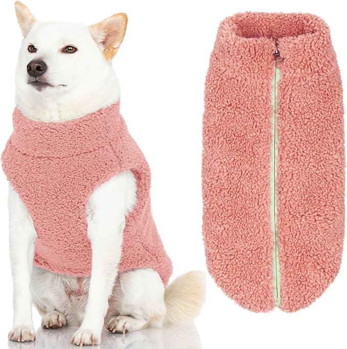 Gooby Sherpa Vest - Mauve Pink, X-Small - Warm Fuzzy Fleece Step in Dog Jacket Without Ring Leash - Winter Small Dog Sweater - for Everyday Use