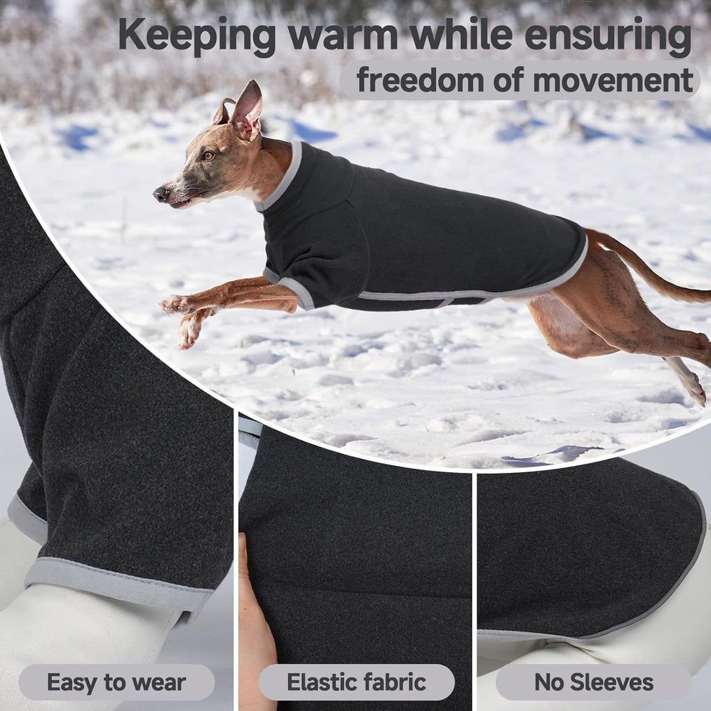Fleece Dog Sweater with Turtleneck, Cozy Lightweight Pullover Dogs - Stretchy Soft Thermal Wear for Puppy Small Medium Large Breeds Darkgrey 2XL
