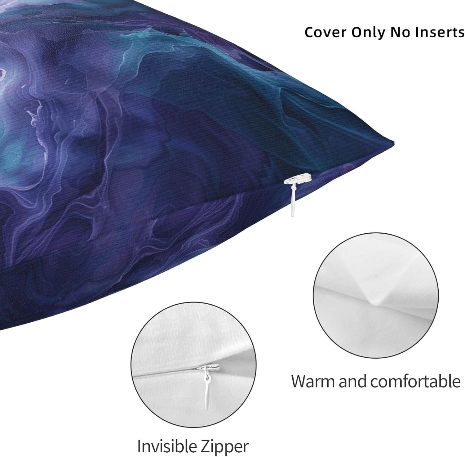 Purple Teal Turquoise Galaxy Nebulous 20x20 inches Throw Pillow Covers Cozy Square Pillowcases Home Decor for Bed Couch Sofa Office Living Room Cushion Covers