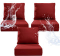 6" Thicker Outdoor Chair Cushion 3 Sets - 24" *24" *6" Waterproof Patio Furniture Cushions with Removable Cover, 28D High Density Sponge Filling Thicken Outdoor Patio Cushions - Red