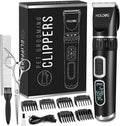 Dog Clippers Professional Heavy Duty Dog Grooming Clipper 3-Speed Low Noise High Power Rechargeable Cordless Pet Grooming Tools for Small & Large Dogs Cats Pets with Thick & Heavy Coats