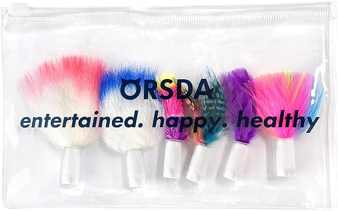 ORSDA 6Pcs Interchangeable Attachments Cat Feather Toys Replaceable Feathers and Fluffy Toy Accessories