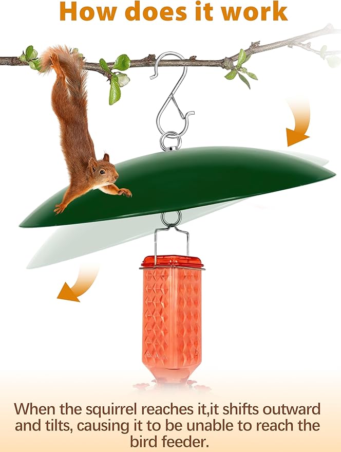 13" Bird Feeder Rain Cover,Bird Feeder Dome,Hummingbird Feeder Squirrel Guard, Proof Bird Feeders Baffle, (Green), 1 Pack
