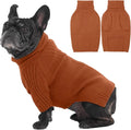 IECOii Dog Sweaters for Medium Dogs Girl Boy,Holiday Knit Doggy Sweatshirt with Sleeve,Turtleneck Thick Warm Dog Sweaters for Winter,Pullover Knitwear for French Bulldog,Boston Terrier (Caramel, L)