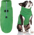 Gooby Half Zip Up Fleece Vest Dog Sweater - Green, Small - Soft Warm Pullover Fleece Head-in Dog Jacket with Dual D Ring Leash for Small to Medium Dogs
