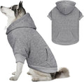 Dog Hoodie Sweater Solid Soft Brushed Fleece Dog Clothes with Pocket(Grey-XXL)
