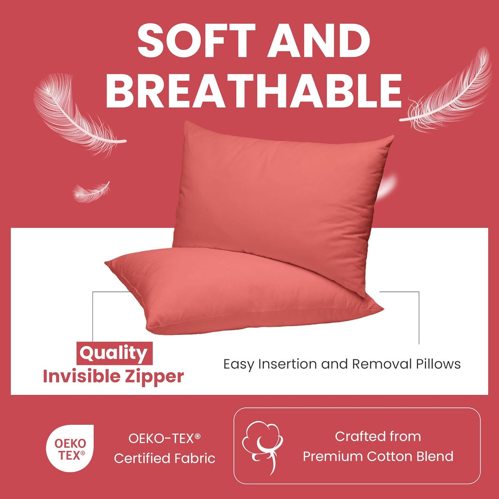 Haven & Glow Decorative Throw Pillow Cover – Rectangle Cushion Case with Zipper | Modern Sofa, Couch & Bed Accent Pillow Covers for Living Room, Bedroom & Home Decor | 20 x 12 inches – Hot Pink – 2 Pc