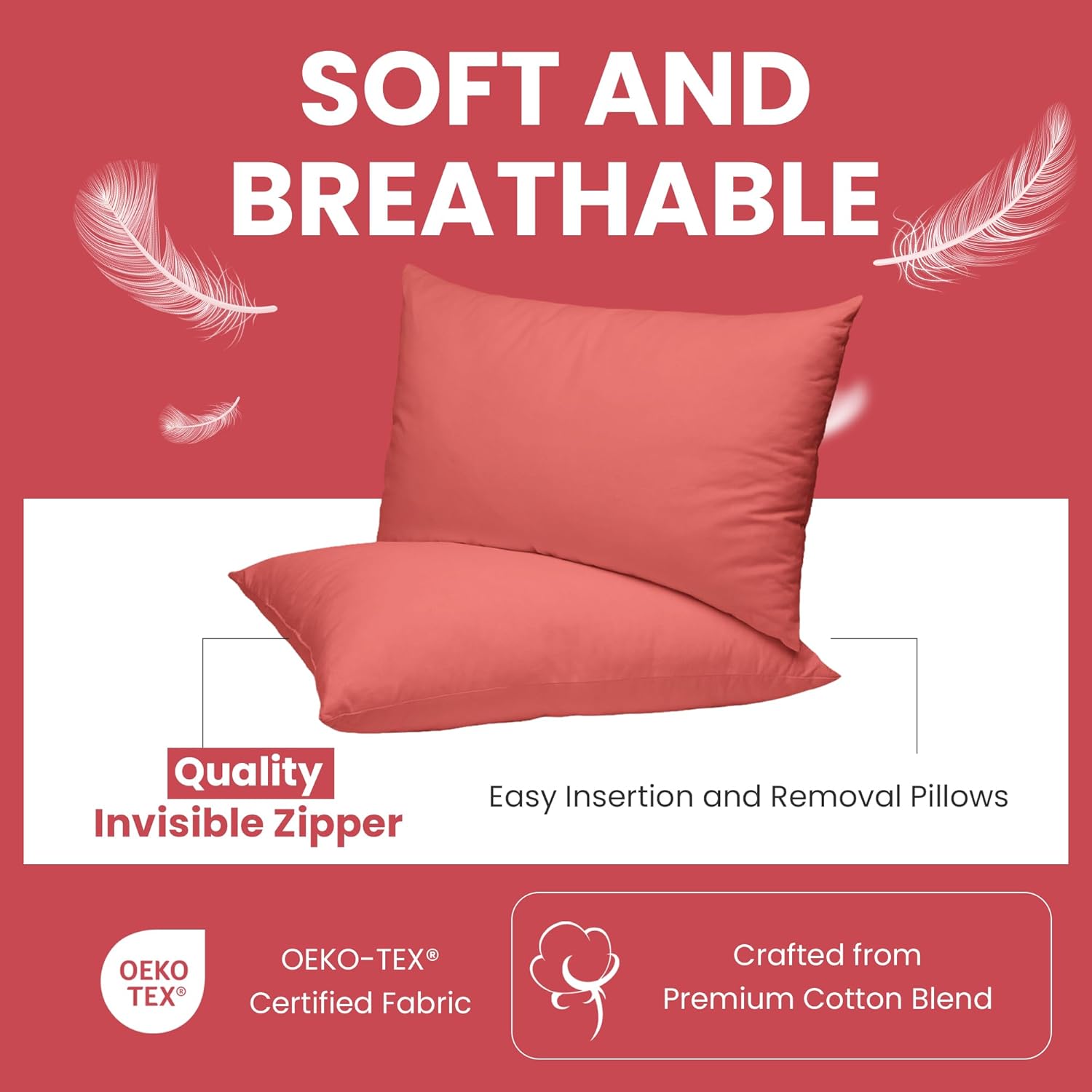 Haven & Glow Decorative Throw Pillow Cover – Rectangle Cushion Case with Zipper | Modern Sofa, Couch & Bed Accent Pillow Covers for Living Room, Bedroom & Home Decor | 20 x 12 inches – Hot Pink – 2 Pc