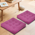 Meditation Floor Pillow Set of 2, Square Large Pillows Seating for Adults, Tufted Corduroy Cushion for Tatami Living Room, 22x22 Inch FP-Purple