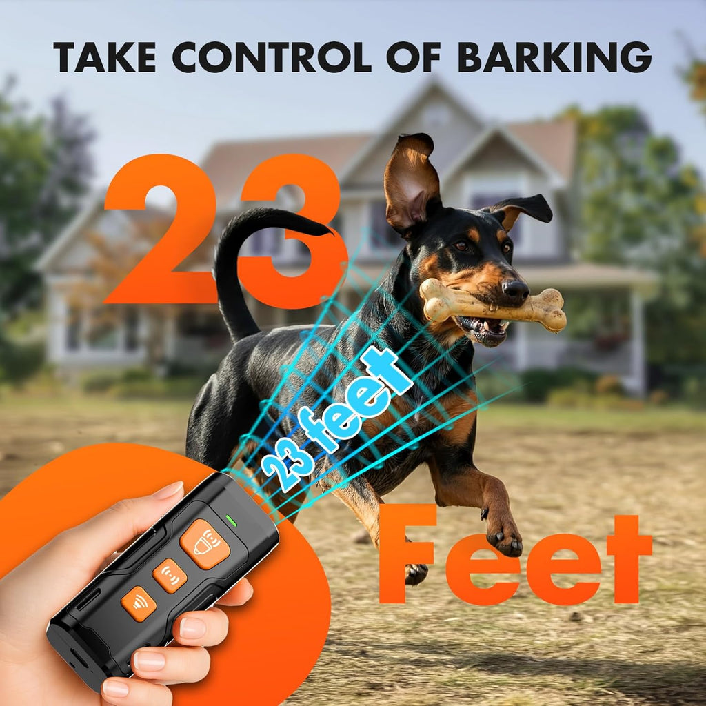 Dog Bark Deterrent Device, 3X Ultrasonic Anti Barking, 6 Training Modes 23 FT Range Barks No More Indoors Outdoors Behavior Correct Safe & Humane Rechargeable Compact Bark Control for Dogs