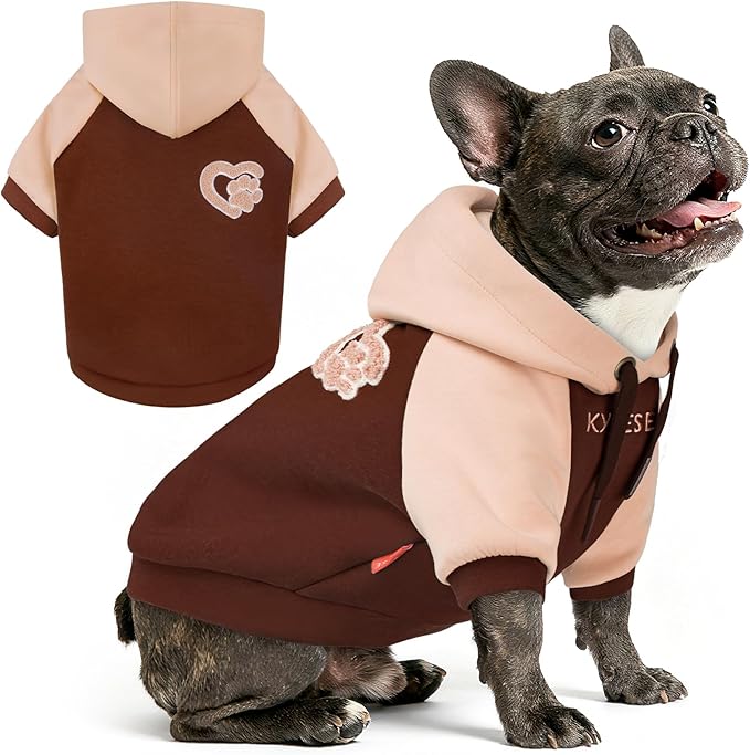 KYEESE Dog Hoodie Stretchy Dog Clothes for Small Dogs Dogs Winter Coat for Cold Weather Cat Coat with Leash Hole Soft Pet Sweatshirt with Drawstring Comfort Cat Sweater Warm Pet Clothes