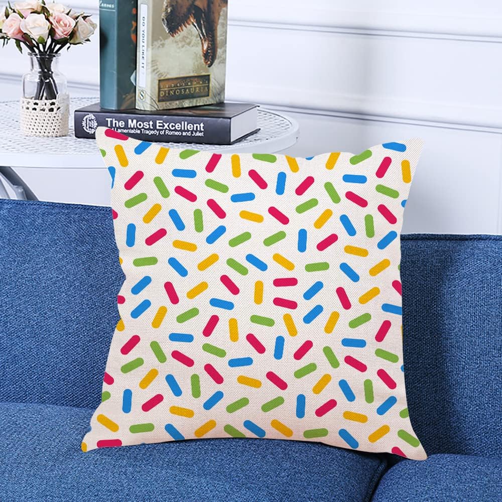 Decorative Square Throw Pillow Covers Colorful Confetti Sprinkles Novelty Couch Sofa Bed Pillow Covers Cushion Cases 18x18 inch