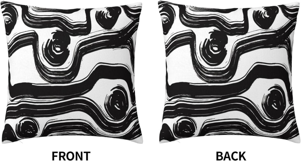 Black and White Striped Throw Pillow Covers 18x18 in Set of 2 Decorative Modern Pattern Linen Abstract Art Boho Pillow Case Square Cushion Covers for Farmhouse Sofa Bed Couch Living Room Decor