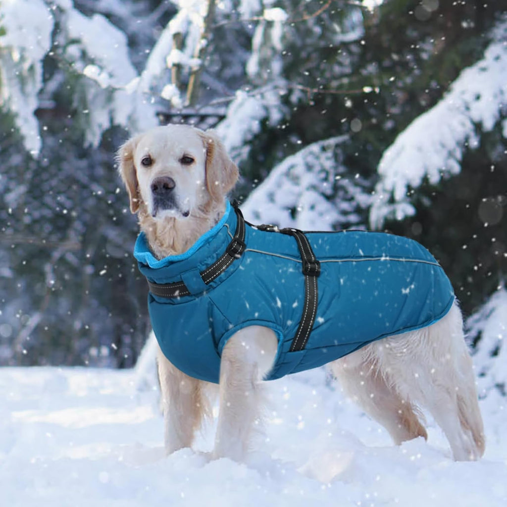 Lelepet Waterproof Dog Jacket with Harness Built in Warm Dog Winter Coat, Reflective Jacket Fleece Jacket, Dogs Coats for Small Dogs, Thermal Pet Snowsuit for Cold Weather, Yorkshire, Shih Tzu, Blue S