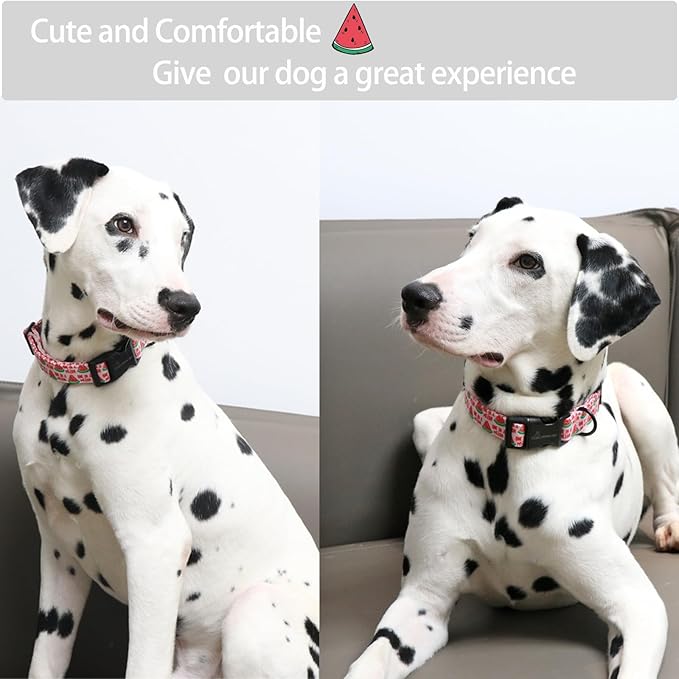ARING PET Summer Dog Collar - Cute Watermelon Pattern for Small to Large Dogs, Adjustable Soft Cotton Girl Collars