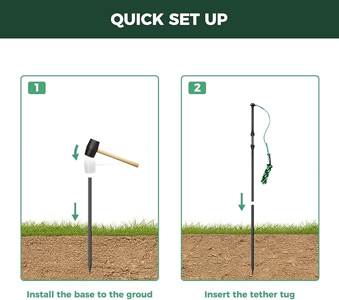 FXW TugPal Flex Outdoor Tug of War Toy for Dog,Interactive Exercise Game with Spring-Top Rod for Yard,39 inch for Small Dogs up to 20 lbs| Safe Design & Rustproof Base,│Patent Pending