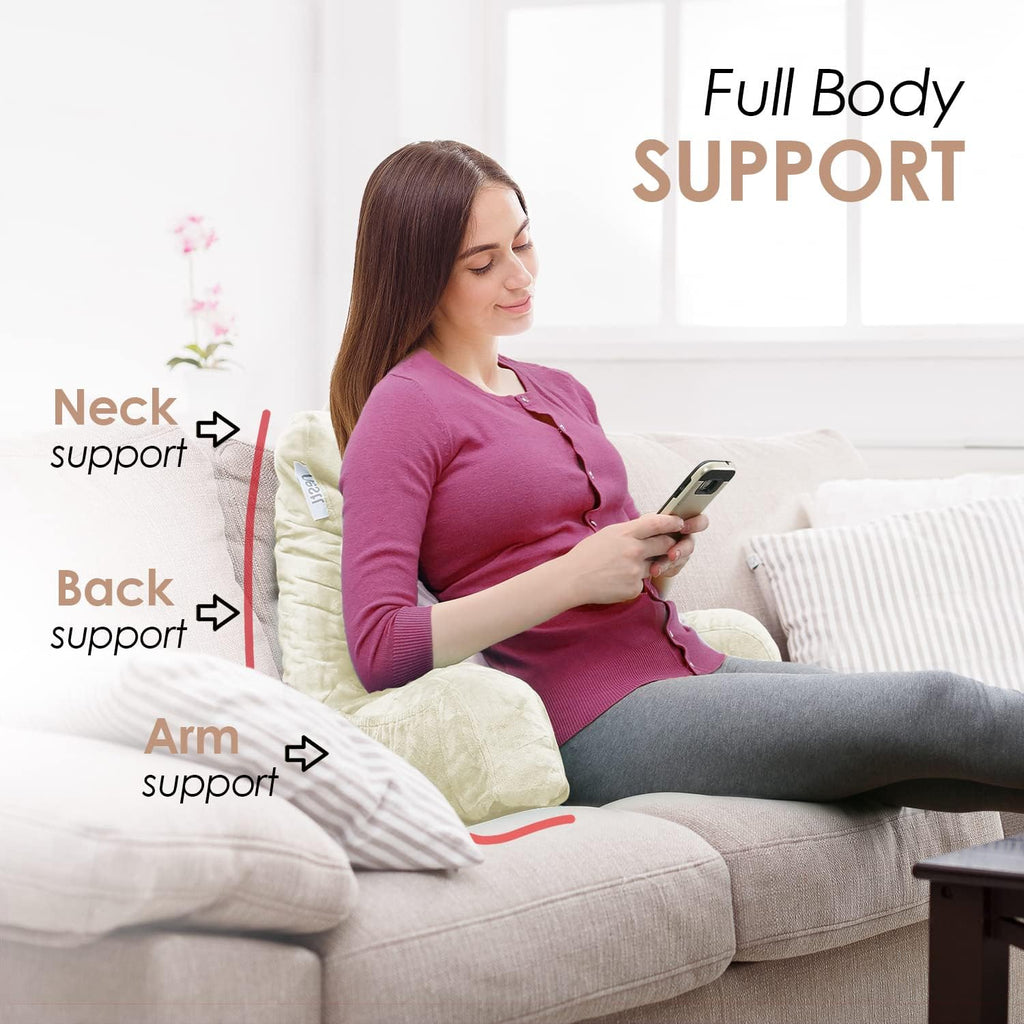 Nestl Reading Pillow for Kids & Teens with Shredded Memory Foam, Backrest Pillows for Reading, Watching, and Gaming, Use on The Couch, Bed, or Floor, Adjustable Support with Washable Cover Off White