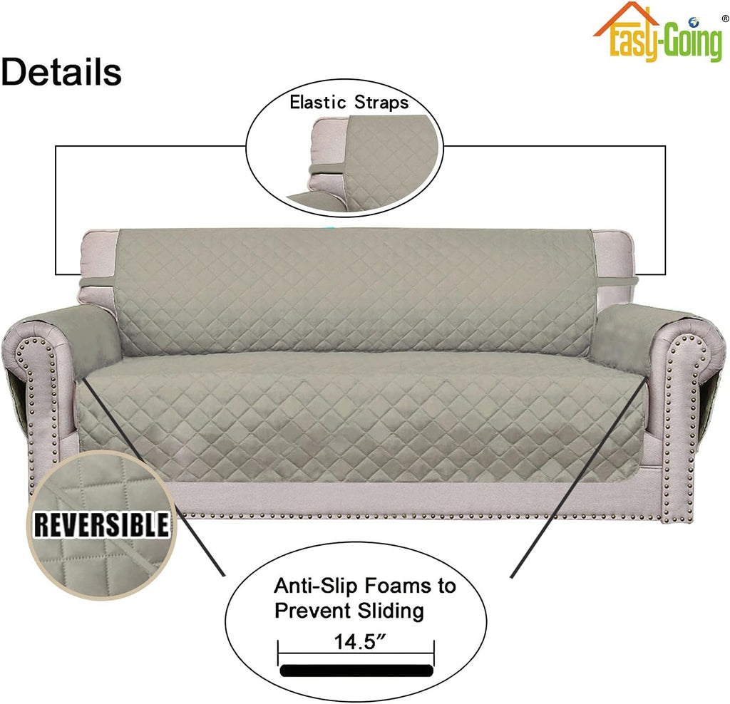 Easy-Going Chair Sofa Slipcover Reversible Sofa Cover Water Resistant Couch Cover Furniture Protector Cover with Elastic Straps for Pets Kids Children Dog Cat (Chair, Beige/Beige)