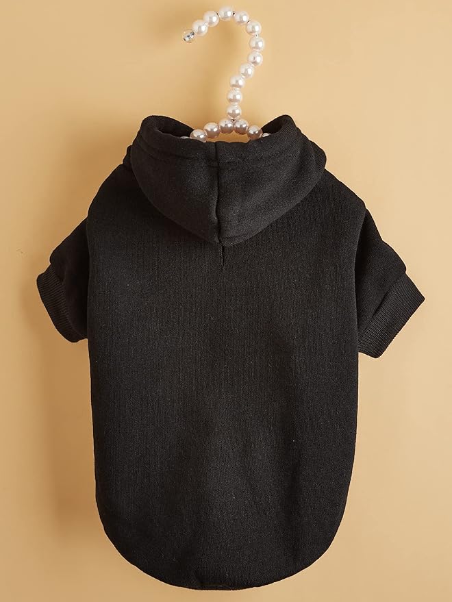 QWINEE Basic Dog Hoodie Sweatshirt Puppy Sweater Warm Cat Costumes Pet Clothes for Chihuahua Puppy Kitten Small Medium Dogs Black XX-Large