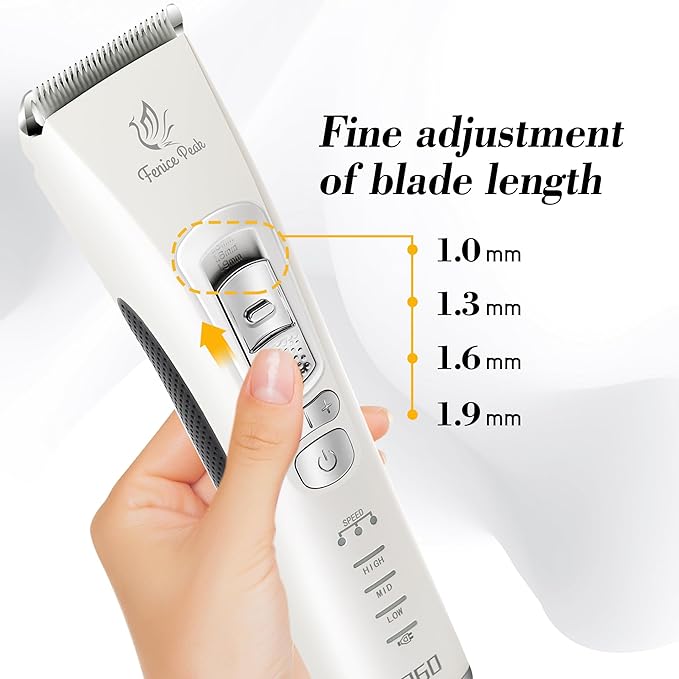 FENICE PEAK Dog Grooming Clippers for Thick Heavy Coats 3 Speeds Low Noise Pet Grooming Kit Cat Eletric Clipper with 10FC Ceramic & Stainless Steel Blade