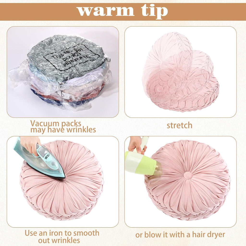 Yerliker 6 Pcs Floor Pillow Cushions 15inch Round Velvet Throw Pillows Colorful Flexible Cushions Alternative Pillows for Couch Chair Living Room Bedroom Home Office Decor(Boho Color)