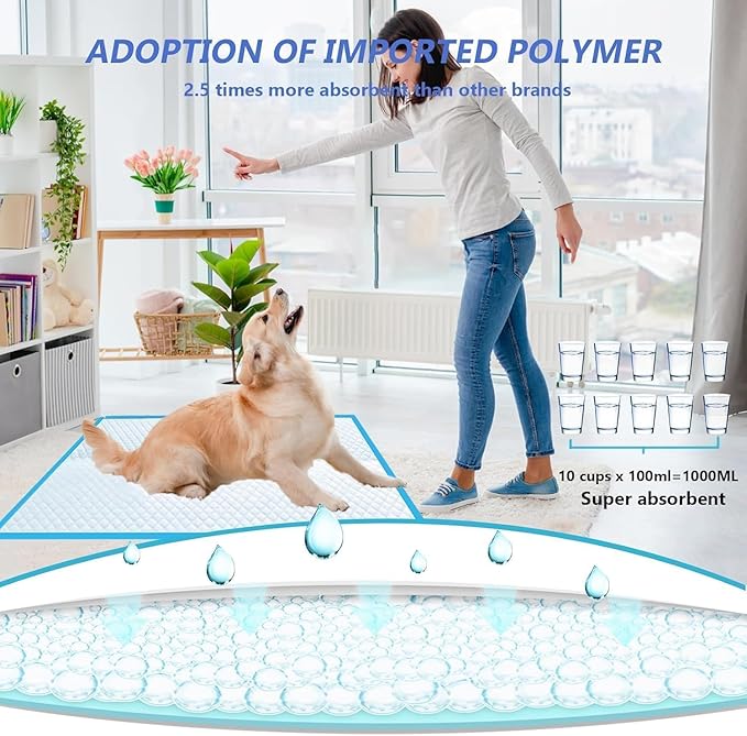 XXL Puppy Pee Pads - 36"x36", 100 Count, Super Absorbent, Thick, Disposable Potty Pads for Dogs & Puppies