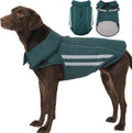 Dog Jacket for Large Dogs Winter Coat with Harness Hole Waterproof Reflective Turtleneck Snowsuit Adjustable Hook & Loop Cold Weather Coats for Dogs Border Collie Pitbull, Green 2XL