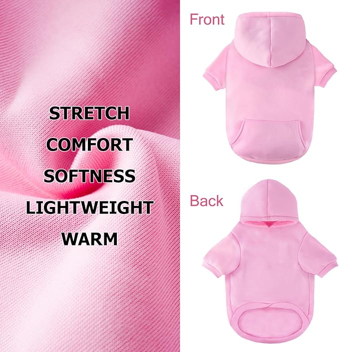 Dog Basic Hoodie Ultra-Soft Dog Clothes Cold Weather Sweaters for Medium Large Dogs Breathable Cozy Fabric Pet Coat Warm Stylish Sweatshirt with Leash Hole Pocket Dogs Jacket for Cats Boys Girls