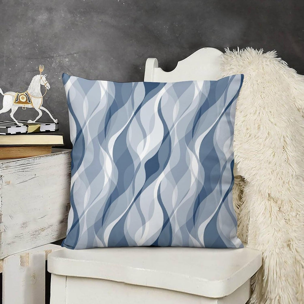 Light Blue Throw Pillow Covers Modern Abstract Blue and Grey Striped Decorations for Bedroom Living Room Farmhouse Sofa Pillows Bed Couch 22x22 Inch