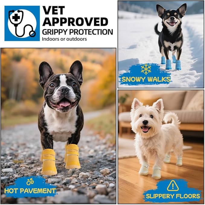 Dog Shoes for Small Dogs, Breathable Dog Boots Paw Protector for Hot Pavement Winter Snow, Dog Booties with Rugged Anti-Slip Sole for Hardwood Floors Outdoor Walking Purple Size 2