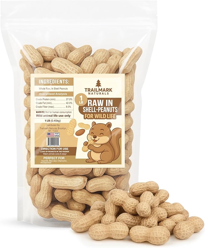 1 LB - Raw Peanuts For Squirrels, Raw In Shell Peanuts For Birds and Wildlife- Squirrel Food, Wild Bird Seed - Grown in The USA