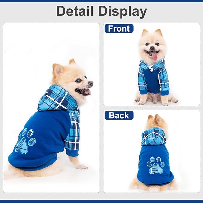 Plaid Dog Hoodie Pet Clothes Sweaters with Hat