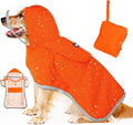 SlowTon Dog Raincoat, Adjustable Dog Rain Jacket Clear Hooded Double Layer, Waterproof Poncho with Reflective Strip Straps and Storage Pocket for Small Medium Large Dogs Puppies(OR XXXL)