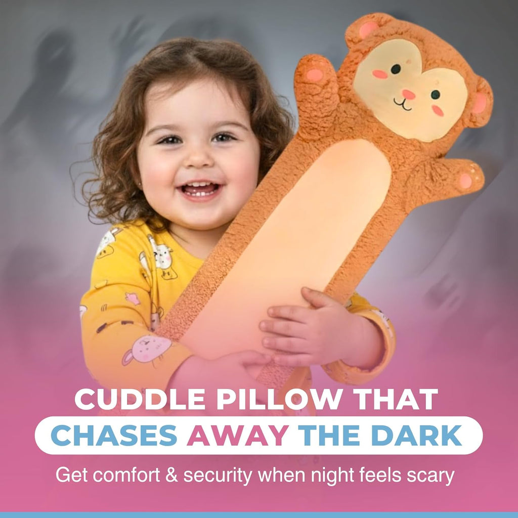 Monkey Plush Body Pillow for Kids | Long Stuffed Animal Cuddle Pillow | Soft Hugging Toy | Plushie Gift for Girls & Boys | Long Plush Body Pillow for Sleep & Comfort | Large, 47 Inches