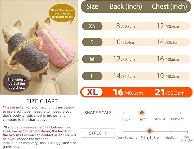 2 Pack Dog Sweaters for Small Dogs - Puppy Medium/Large Size Warm Clothes Winter, Turtleneck Pullover Design for Male Girl Pet, Doggie, Kitten Chihuahua Bulldog Pug Beagles (XL, Grey. Pink)