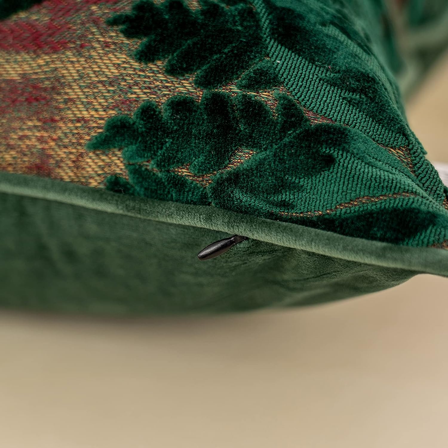 Alerfa 20 x 20 Inch Green Teal Square Maple Leaf Pillow Embroidery Cut Velvet Cushion Case Luxury Modern Lumbar Throw Pillow Cover Decorative Pillow for Couch Sofa Living Room Bedroom Car