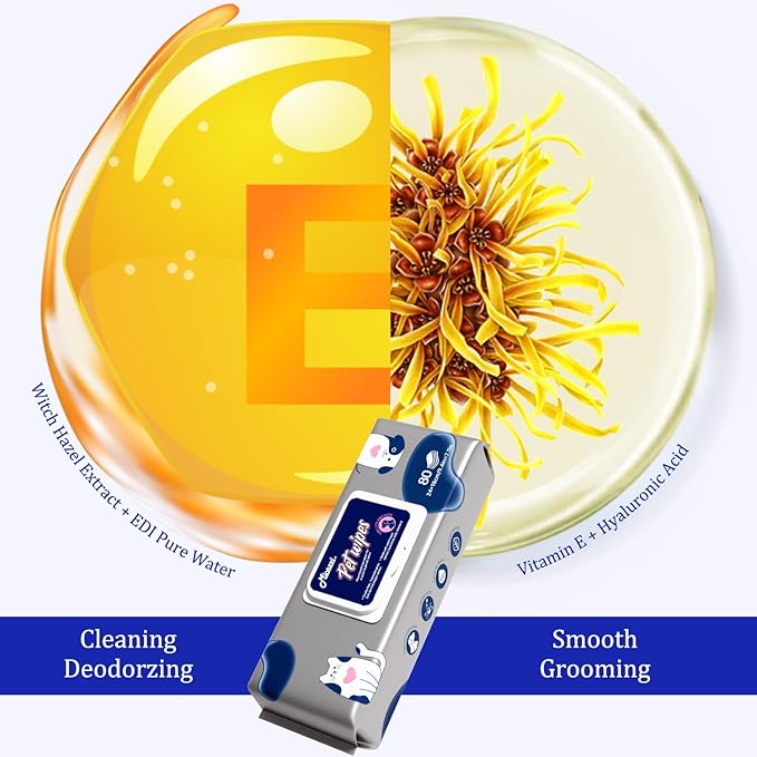 MIOSSZI Extra Thick Dog Cleaning Wipes for Paws and Butt Dog Wipes Cleaning Deodorizing Pet Wipes for Dogs & Cats Puppy Wipes for Dogs Grooming Wipes 80 pcs