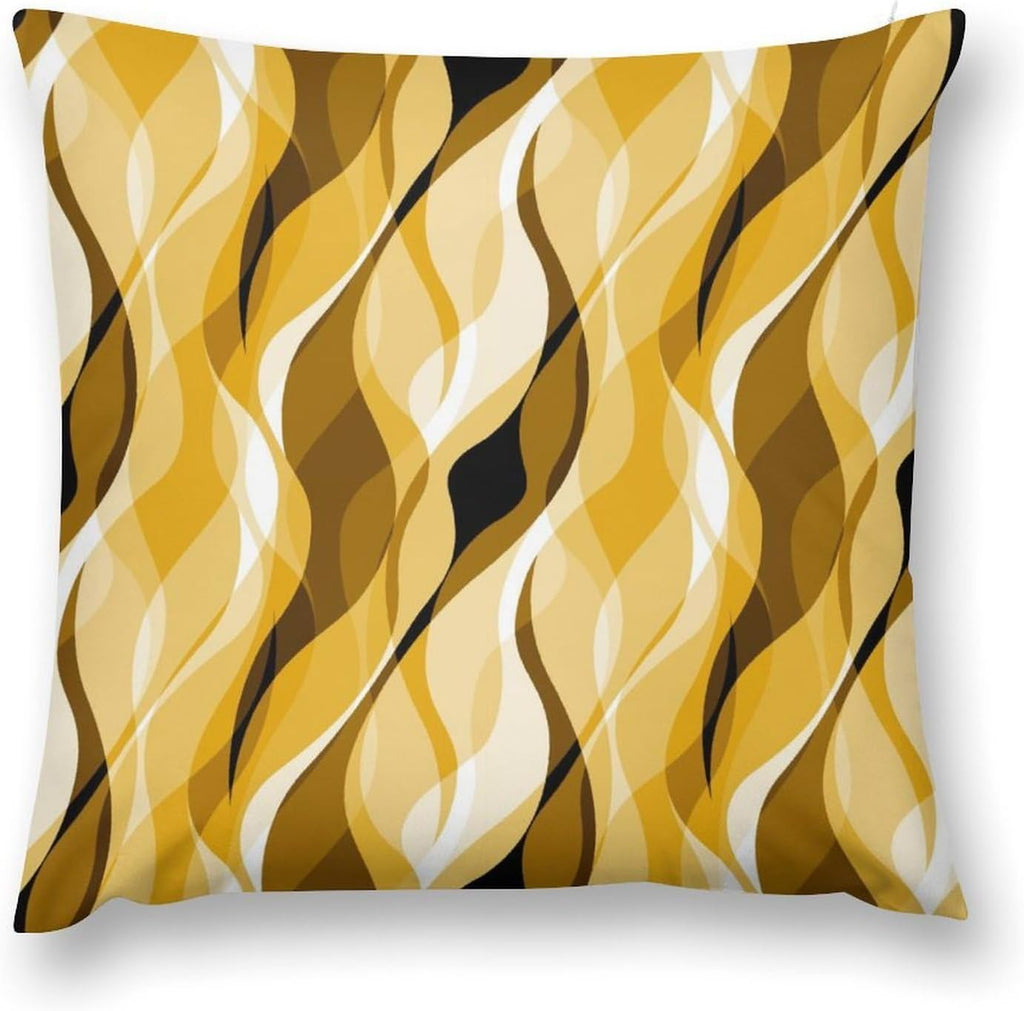 Yellow Throw Pillow Covers Abstract Ombre Yellow and Grey Striped Decorations for Bedroom Living Room Farmhouse Sofa Pillows Bed Couch 20x20 Inch